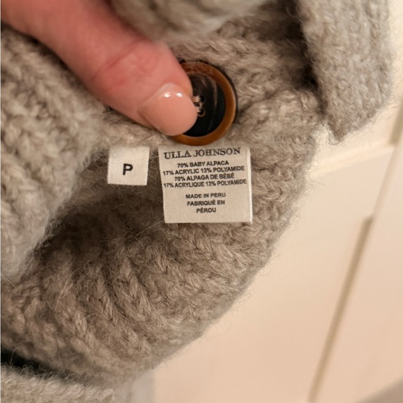 Ulla Johnson Beige and Black Baby Alpaca Cardigan - Picture 7 of 7